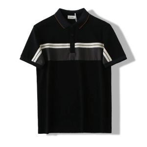 Classic Mens Spring Summer Short Sleeve Polo Shirt Casual Striped Turn-down Collar Versatile Business Casual Fashion Urban Style