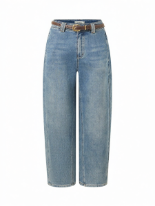 BADINA | Quần Jeans Ống Rộng Dáng Thẳng Đai Cao Phong Cách Retro