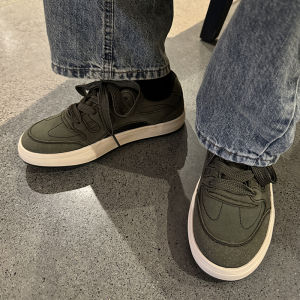 SZXSUK Mens Low-Top Sport Casual Shoes Military Green Retro Fashionable Korean Style round Toe Laced Flats Wear-Resistant