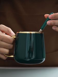 Cốc Cà Phê Gốm Sứ Cổ Điển Sang Trọng Có Nắp Cốc Đựng Nước Tinh Tế Dùng Tại Nhà Cốc Đựng Trà Kiểu Bắc Âu Thủ Công