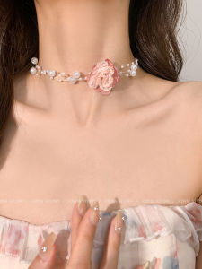 Flower Necklace Female Summer Sweet Cute Fairy Stylish Necklace Neck Flower Choker Pearl Neckband Necklet