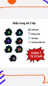 Khẩu trang vải 2 lớp Among us - siêu nhân -từ 5 tuổi trở lên - Oa shop Hi
