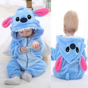 Lilo Stitch Baby Rompers Winter Costume Girl Boy Toddler Anime Jumpsuit Infant Clothes Pyjamas Kids Onesies Ropa Bebes