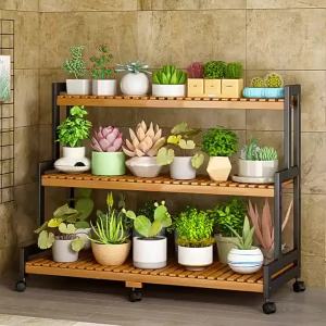 Multi-tier Mobile Plant Stand for Indoor and Outdoor Use
