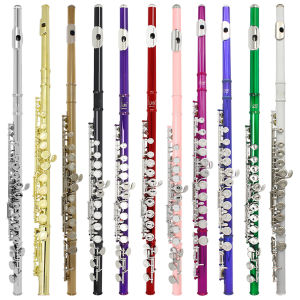 SLADE 16 ปิดหลุมเปิด C คีย์ขลุ่ยเครื่องดนตรีคอนเสิร์ตขลุ่ย Silver Plated Professional ขวางขลุ่ย E คีย์