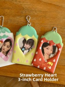 Idol Collectible Storage PVC Strawberry Heart Hollow Card Holder 3 Inches