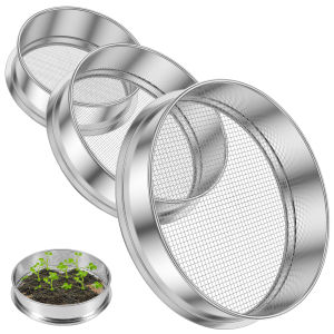 3Pcs Soil Sieve Stainless Steel Garden Sieve Stackable Soil Sifter Set Reusable Garden Compost Soil Stone Sieve Mesh