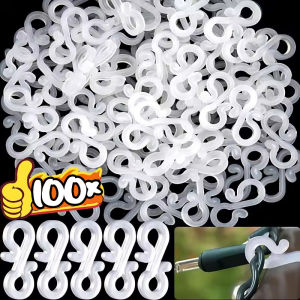 100Pcs Christmas Gutter Light Clips Gutter Hooks Led Lamp Holder Christmas Lights Clip S-Hook Plastic Light Hanger Hook Xmas Tree Decor
