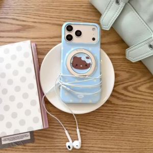 Sanrio | Ốp Điện Thoại iPhone 16/15/17 Pro Max Sanrio Hello Kitty Có Giá Đỡ Từ Tính - Vỏ Bảo Vệ Chống Sốc Tương Thích Sạc Không Dây Họa Tiết Hoạt Hình Dễ Thương