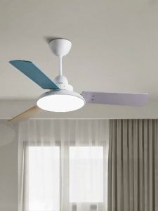 Nordic Tri Color Ceiling Fan With Light 3 Blades Large Wind Fan Chandelier Ceiling Fan Light With Remote Control 42/48 Inch Multi-Scene Suitable NOCNEX