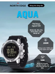 Đồng Hồ Lặn Chuyên Nghiệp Dành Cho Nam NORTH EDGE Đồng Hồ Đeo Tay Thể Thao Kỹ Thuật Số Có Máy Đo Độ Cao Áp Kế La Bàn Khả Năng Chống Nước 50M Máy Tính Lặn Biển