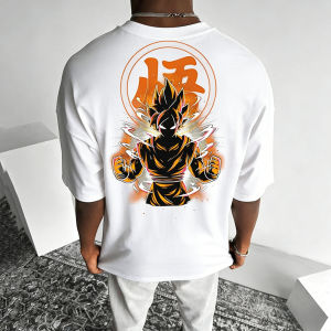 Bandai | Dragon Ball Anime Goku Round-neck Short-sleeved 2026 Bandai Summer Mens Sports Loose and Breathable Cotton T-shirt