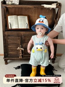 Baby Outfit Summer Thin Sleeveless Romper Clothes for 6-36 Months Old Babies Cute Cartoon Print Crawler Suit for Outdoor Use