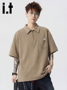 izzue | Fashionable High-end American Style Mens Half Zip T-Shirt