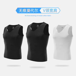 Ice Silk Modal Mens Vest Seamless Thin Sleeveless Large Size Summer Sport Sweatshirt Fashion Urban Standard Fit V-Neck T-Shirt