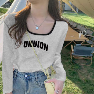 Womens Slim Fit Long Sleeve T-Shirt Pure Cotton Square Collar Base Shirt Spring Autumn White Tee Inner Wear Commute Style