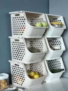 MAYANG KARYA Stackable Basket Plastic Open Front Storage Organizer Bin Basket for Kitchen Organization
