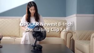 Opolar 8 inch Clip Fan 10000mAh Battery Portable Clip Ceiling Fan 4 Speed Adjusted