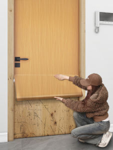 Decorative Self-Adhesive Door Stickers Wood Grain Wallpaper Renovation Privacy Protection Modern Simple Style Bedroom Decoration