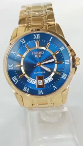 Đồng hồ SEIKO Nam Chính hãng. Side lớn 40mm .Vỏ vàng mặt xanh sang trọng Máy quạt nhật . Hàng mới 100%