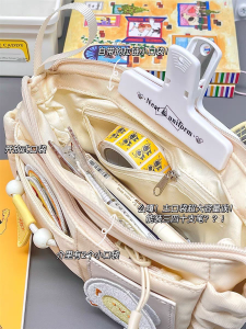 Large Capacity Cheese Toast Magic Kitchen Portable Stationery Storage Bag High Aesthetic Value Multi-layer Student Supplies