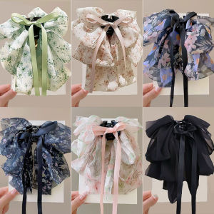Ribbon Bow Half-Up Hair Clip Female Back-Head Stylish Accessory