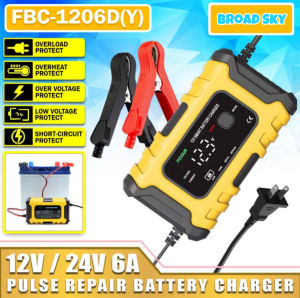 12V6A Car Motorcycle Battery Charger Full Intelligent Auto Charger For Motorcycle Pulse Automobile Accessories Portable Power Original High Quality