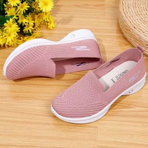 COD Slip On Walking Shoes For Women Low-Cut Fly Woven Sneakers For Girl Hollow Mesh Comfy Shoes