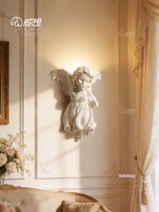 WEIXIANG | French Gypsum Wall Light With Angel Pattern For Living Room & Bedroom Cream Style Elegant Decor