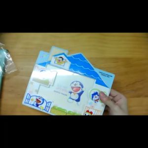 Frame Bingkai Foto kolase gantung hanger karakter lucu Jam 2 in 1 Motif Doraemon Kitty Mickey Bear kado ultah