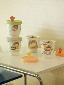 Blue Lotus Home Ceramic Mug High Aesthetic Value Home Office Personal Drinking Tea Cup with Lid Small Style Universal