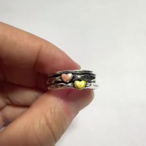 Huitan Vintage Simple Heart Women Ring Silver Color Party Accessories Trendy Versatile Party Daily Elegant Metal Jewelry Gift