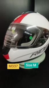 หมวกกันน็อค แบรนด์ RIDER สีแดง-ขาว Size M รหัส M337