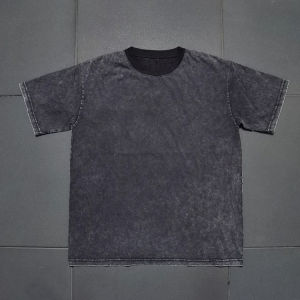 Washed Vintage Pure Cotton Short Sleeve T-Shirt 220g Loose Fit Shoulder Slouchy Street Hip Hop Style for Men Summer Breathable