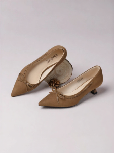 Reemoor | Elegant Pointed Toe Low Cut Heels for Women Bow Decoration