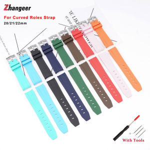 zhangeer Curved End 20mm 21mm Rubber Silicone Watch Bands For R-olex Water Ghost GMT Sports Strap Brand Watchband Men Replacement Wrist Watch Accessories Waterproof Wristband Universal Bracelet