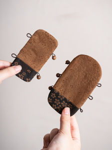 Thickened Heat Resistant Tea Pot Handle Cover Chinese Style Zen Color Block Cloth Pad Incense Cloud Silk Traditional Handmade