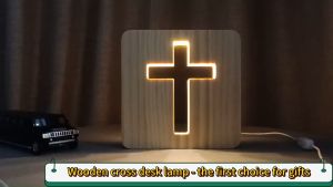 Desktop 3D wooden cross light USB LED night light table lamp home decoration gift decoration lamp