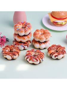 1PC Simulation Doughnut Autumn Display Stand Maple Leaf Dessert Display Bread Shop Decoration PU Material Magnetic Sticker Decor