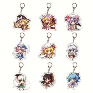 ZJT Touhou Project Key Chain Bag Pendant Keyring Acrylic Kirisame Marisa Hakurei Reimu anime periphery Keychain gift JTZ