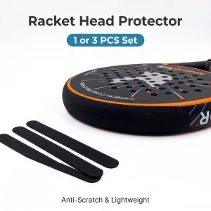 Camewin | 3PCS Racket Head Protection Patches Black Non-slip Friction Surface Racket Top Guard for Tennis Padel Racket