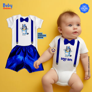 Baby Onesies PH Blue Baby 1st Birthday Baby Girl Boy Photoshoot Clothes Christening Baptismal Birthday Set