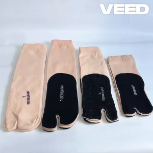 Grosir 3 pcs Kaos Kaki Jempol Wanita Dewasa Ukuran SML Bahan Nilon Tebal Cream Polos Tapak Hitam