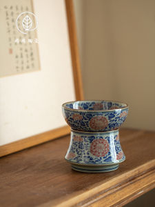 Jingdezhen Blue And White Ceramic Tea Strainer Red Lotus Winding Branches One-Piece Retro Filter Home Use Clay Tea Filter