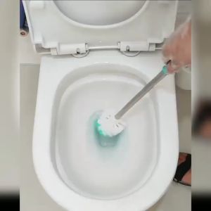 Sikat Toilet Bulat 2 Warna Gagang Stainless / Sikat WC Kloset Dua Warna / Sikat Kamar Mandi Serbaguna Ezzy