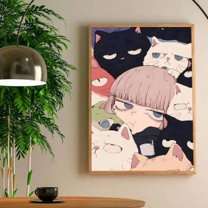 Kayou | Oil Painting By Numbers Cartoon Anime Cat DIY Number Drawing Canvas Pictures By Numbers Home Decor Large Size