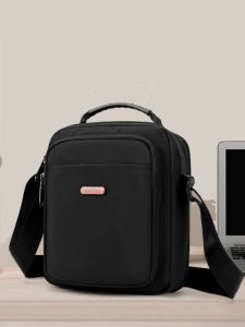New 2025 Mens Traveling Carrying Bag Small Square Black Double Layer Handheld Single Shoulder Crossbody 9.7 Inch Tablet Umbrella Bag