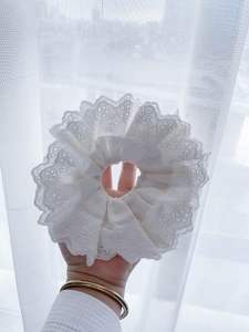 Dây Buộc Tóc 4 lớp Cotton Nguyên Chất Phối Ren Handmade Đa Năng Phong Cách Lolita Thời Trang Cho Nữ