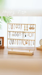 Metal Earring Holder Organizer / Earring Display Stand Wooden Base / Earring Holder For Hanging Earring