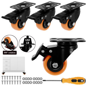 150lbs Load Capacity Furniture Casters Heavy Universal Mute Wheel Directional Casters 360° Swivel Casters 2in with Brake